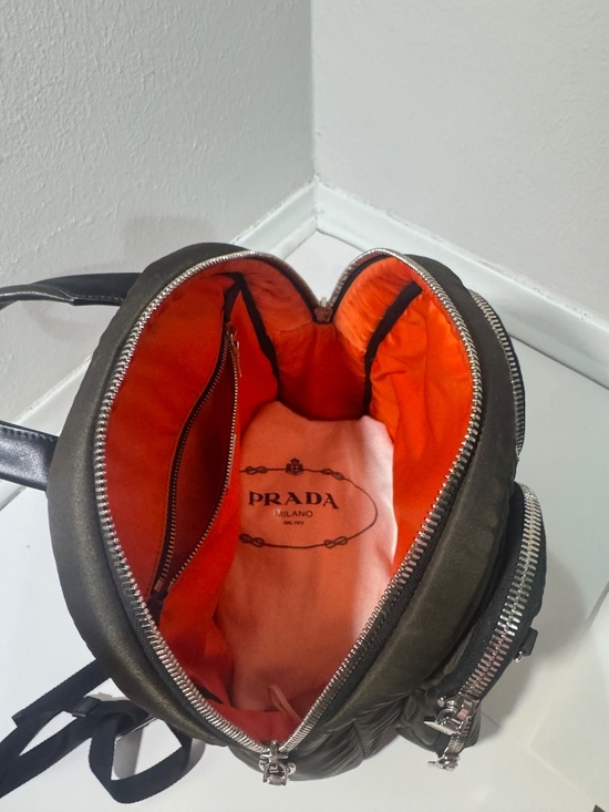 Authentic green nylon Prada backpack